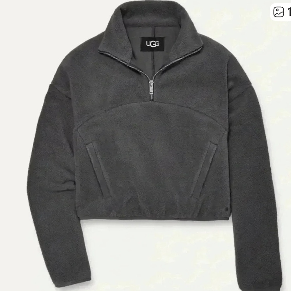 NWT UGG Cassidy micro uggfluff half zip pullover in ink Charcoal size medium